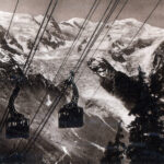 Cable cars, ski resort lifts in the Alps